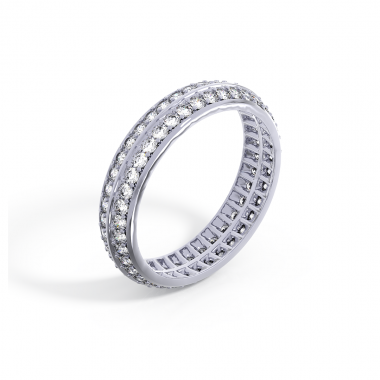 Обручальное кольцо женское из белого золота с бриллиантами (код 0830)