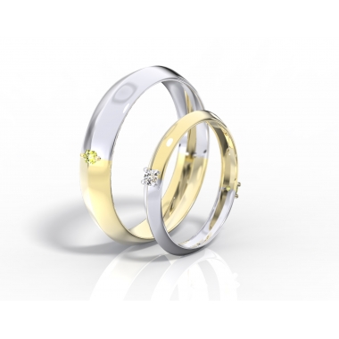 Обручальные кольца парные из комбинированного золота (код 24001)