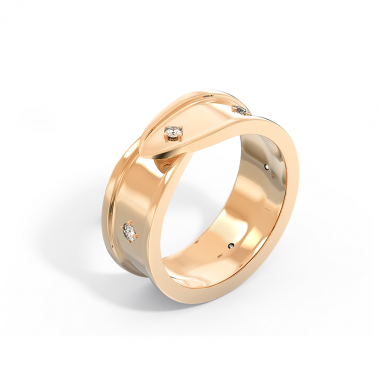 Обручальное кольцо мужское обнимающее из белого золота с бриллиантами (код 24023)