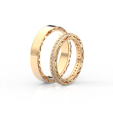 Обручальные кольца парные ажурные с бриллиантами (код 24036)
