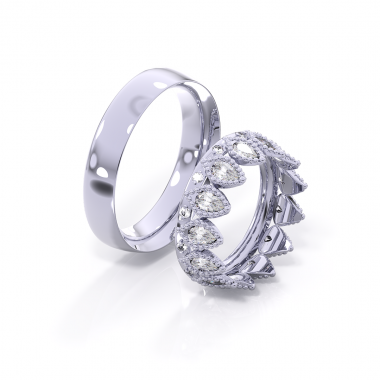 Обручальные кольца парные с бриллиантами с авторским дизайном (код 24048)