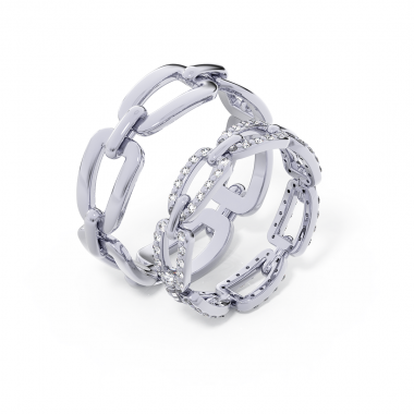 Обручальные кольца парные в виде цепей с бриллиантами (код 24060)