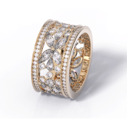 Обручальное кольцо женское с бриллиантами огранки маркиз (код 24066)