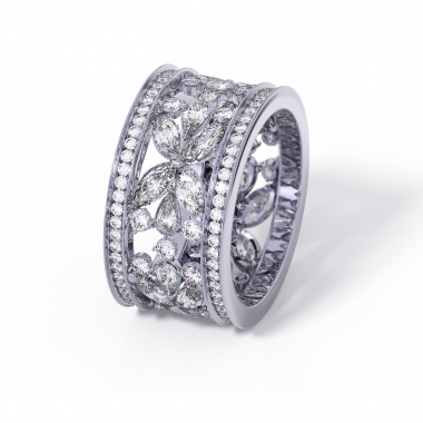 Обручальное кольцо женское с бриллиантами огранки маркиз (код 24066)