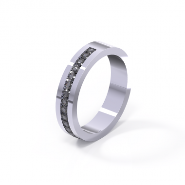 Обручальное кольцо мужское с черными бриллиантами (код 24074)