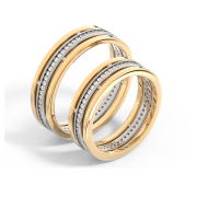 Обручальные кольца парные из комбинированного золота с бриллиантами (код 24083)