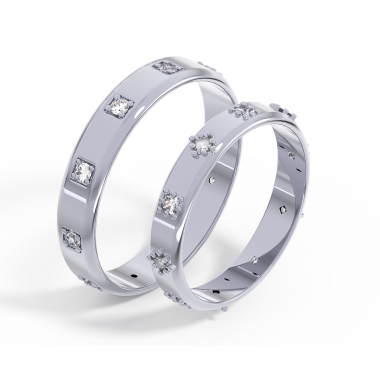 Обручальные кольца парные с квадратными бриллиантами (код 24085)