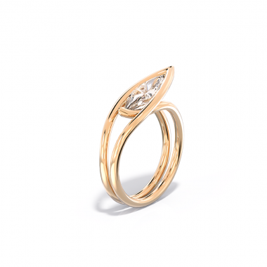 Кольцо из белого золота с бриллиантом огранки "Маркиз" (код 57003)