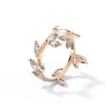 Кольцо ветвь из белого золота с бриллиантами "Маркиз" (код 57004)