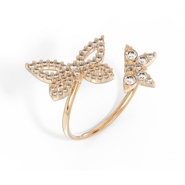 Кольцо с бабочками из белого золота и бриллиантами (код 57011)