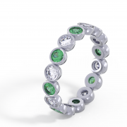 Кольцо с дорожкой бриллиантов и изумрудов (код 57015-2)