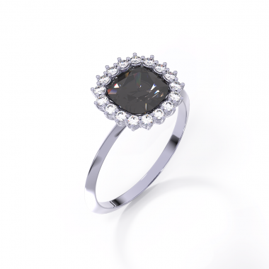 Кольцо с большим бриллиантом огранка кушон (код 68002-3)