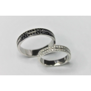 Обручальные кольца с бриллиантовой дорожкой белой и черной